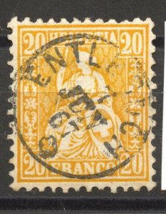 1862 Helvetia, 20 Cts.orange Fingerhut Stempel (thimble cancel) Entlebuch, VF ++