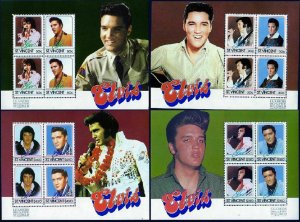 St Vincent 878-881 ad sheets,MNH.Michel 870-877 Bl.22-25. Elvis Presley,1985.