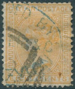 Ceylon 1872 SG135 8c orange-yellow QV FU (amd)