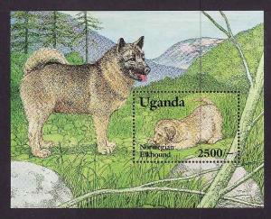 Uganda-Sc#1136-unused NH sheet-Norwegian Elkhound-Dogs-1993