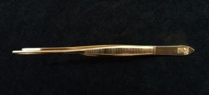 Prinz Gold Plated New Large Pointed Tweezers In Holder (R1)