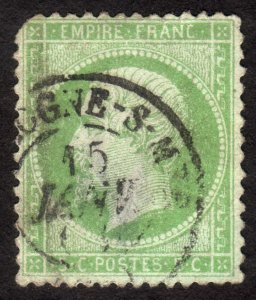 1862, France 5c, Napoleon III, Used, thin, Sc 23