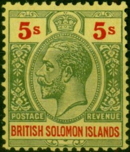 British Solomon Islands 1920 5s on Orange-Buff SG36a V.F MNH