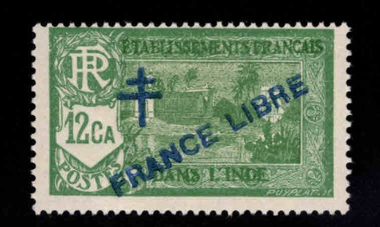 FRENCH INDIA  Scott 160 MH* France Libre overprint