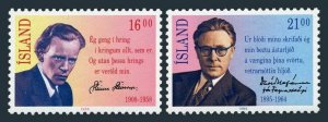 Iceland 654-655,MNH.Michel 680-681. Poets 1988.S.Steinarr,D.Stefansson.