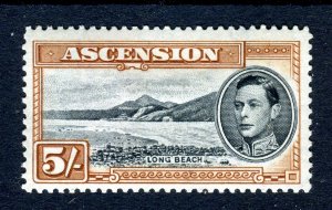 Ascension 1938 KGVI. 5s black & yellow brown. MLH. P13. SG46a.