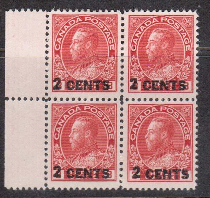 Canada #139 VF/NH Margin Block