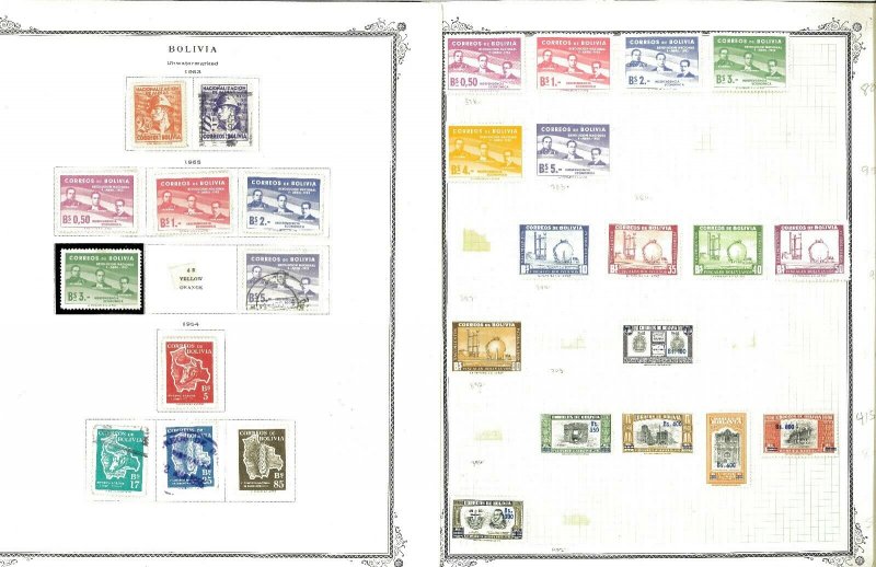 Bolivia 1940-1966 Mint, Used & in Mounts on a Mix of 40+ Printed & Blank Pages