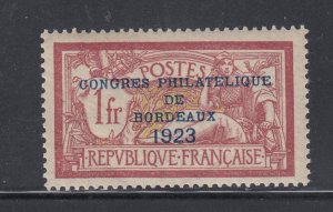 France 197, 1923 1 fr. Bordeaux Philatelic Congress, Mint LH, VF, Scott $440