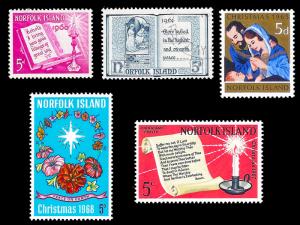 Norfolk Island various 1960's Christmas issues, adhesions