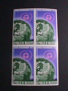 MALDIVE ISLAND 1972-SC#412 UN CONFERENCE ON HUMAN ENVIRONMENT  MNH BLOCK VF