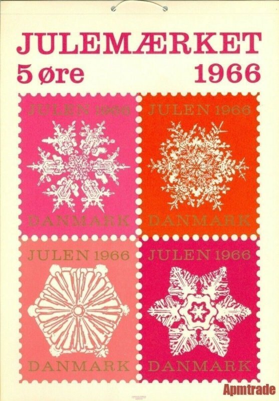 Denmark.1 Post Office,Display,Advertising Sign. Ice Flower. Christmas Seal 1966