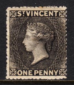 ST. VINCENT — SCOTT 14A (SG 18)— 1872 VICTORIA 1P — BLACK — MH — SCV $67.50