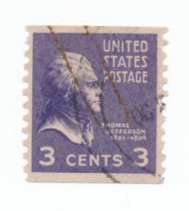 USA 1939 Scott 842 Perf. Vertically - 3c, Thomas Jefferson
