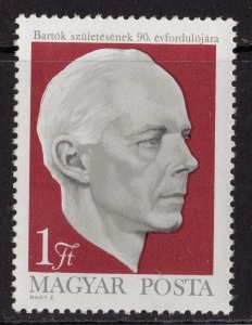 Thematic stamps HUNGARY 1971 BELA BARTOK composer mint