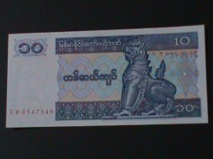 ​BURMA-1976-CENTRAL BANK-$10 KYATS UNCIR-VF-HARD TO FIND WE SHIP TO WORLDWIDE