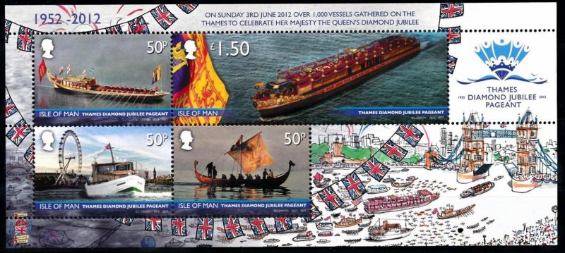 Isle of Man --2012- Royalty Thames Diamond Jubilee Pageant MNH  Sheet  # 1505