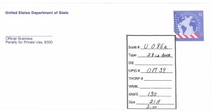 Scott# UO86a      UPSS#OM39   US envelope.