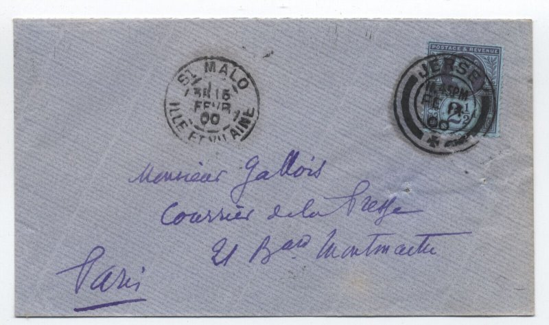 1900 Jersey cover to France 2 1/2d #114 [6521.58]