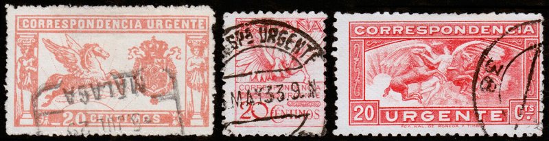 Spain Scott E1, E3, E14 (1905-34) Used F B