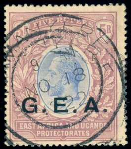 MOMEN: GEA GERMAN EAST AFRICA TANGANYIKA SG #68 1921 SCRIPT CA USED LOT #60017