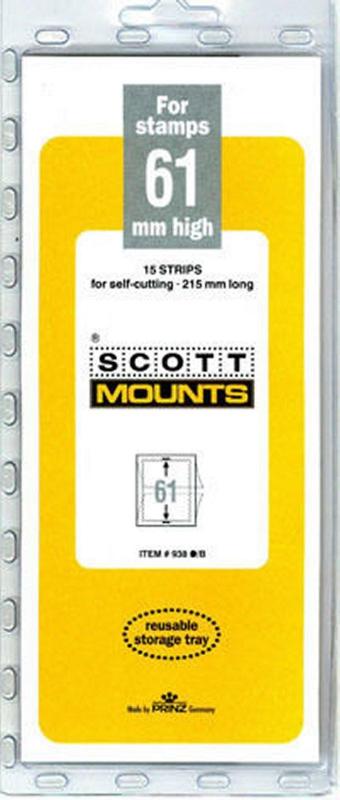 Prinz Scott Stamp Mount 61/215 mm - CLEAR - Pack of 15 (61x215  61mm)  STRIP 938 