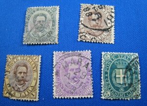 ITALY 1889  -  SCOTT # 52-56  -   USED    (Xi12)