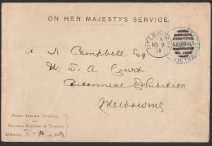 VICTORIA Frank Stamp Chief Secretary (Watson type 8) in blue on OHMS envelope.