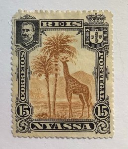 Nyassa 1901 Scott 29 used - 15 R, Giraffe