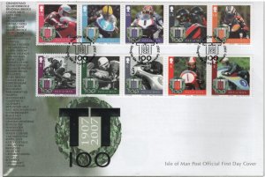 Isle of Man 2007 FDC Sc 1180-1181 TT Motorcycle Races, 100th ann Set of 2 strips