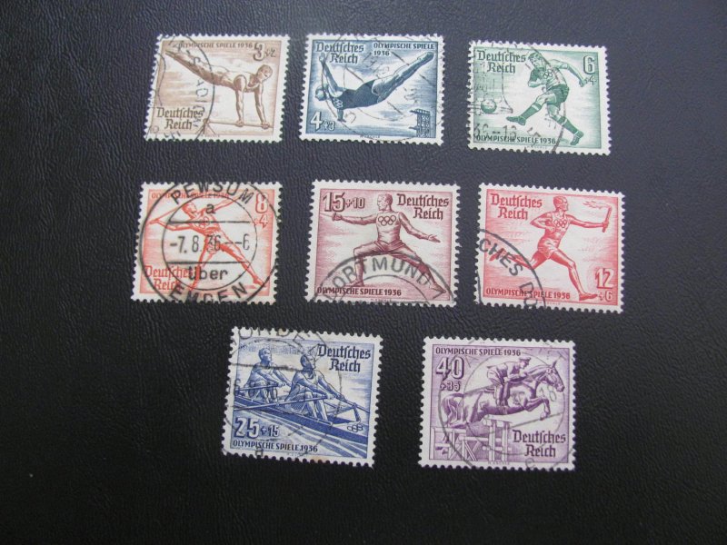 GERMANY 1936 USED SC# B82-89 OLYMPICS SET $25