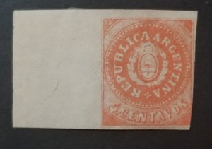 ARGENTINA Scott 7c MINT Stamp with Selvage MH OG Unused T955