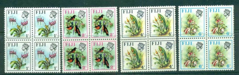 Fiji 1972-74 Birds & Flowers (4, 2c crease)Sideways Blks 4 MUH lot54314