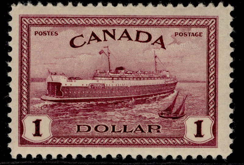 CANADA GVI SG406, $1 purple, NH MINT. Cat £23.