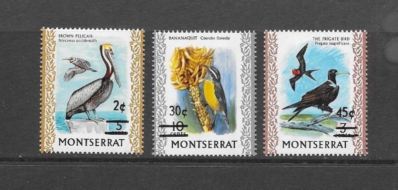 BIRDS -MONTSERRAT #337-39  SURCHARGED MNH