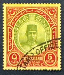 MALAYA 1921 TRENGGANU Sultan Sulaiman $5 Fine Used MCCA SG#25 M5339