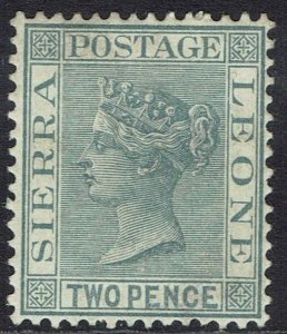 SIERRA LEONE 1884 QV 2D GREY WMK CROWN CA