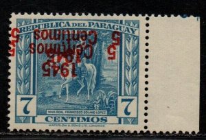 $Paraguay Sc#427 M/NH/VF+, double inverted O/P, expertized, Cv. $100