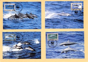 Montserrat WWF World Wild Fund for Nature maxicards Spinner dolphin