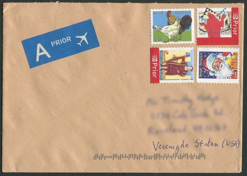 Belgium 2005 Santa & 2006 Chickens Stamps on cover (404)