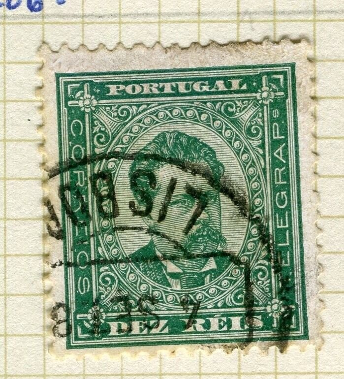 PORTUGAL; 1880s early classic Luis Perf issue fine used Shade of 10r. value