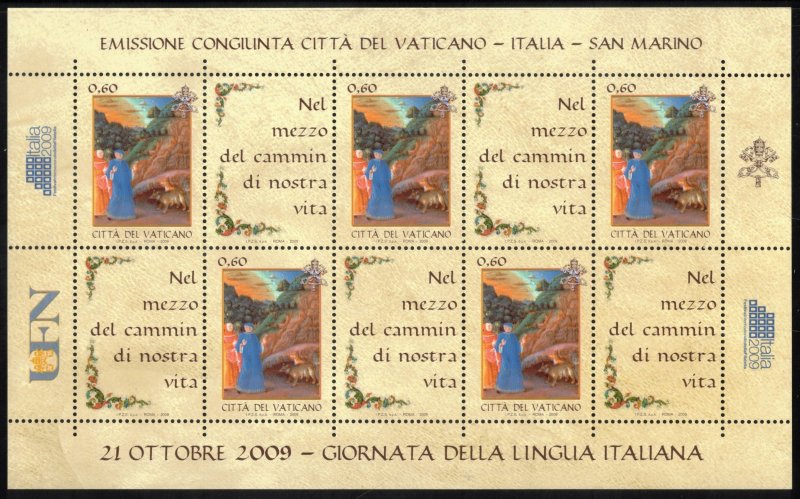 VATICAN CITY 2009 Italian Language Day Sheet; Scott 1426; MNH