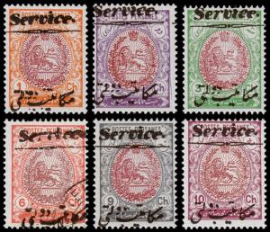 Persia Scott O31-O36 (1911) Mint/Used H F-VF, CV $107.50