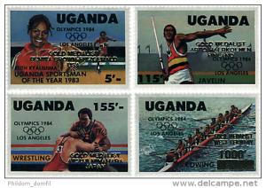 1983 Uganda Scott 417-420 1984 Summer Olympics MNH