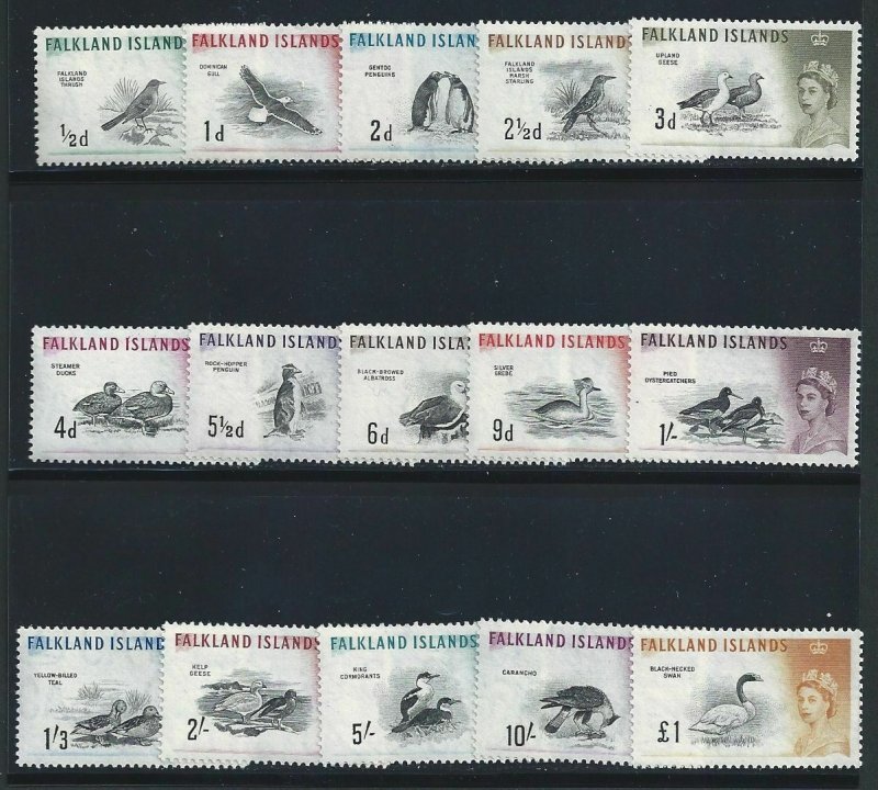 1960-66 Falkland Islands - Sg 193/207 15 Values MNH