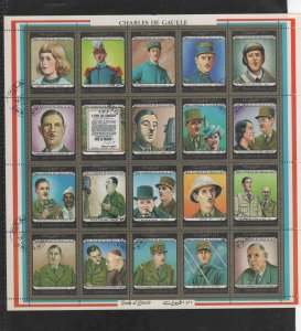 UMM AL QIWAIN 1972 CHARLES DEGAULLE SHEET OF 20 MINT VF NH O.G (UMM12 ) xx