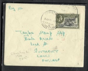 GILBERT & ELLICE ISLANDS COVER (PP0601B) 1958 KGVI 2 1/2D CHRISTMAS IS TO GB 