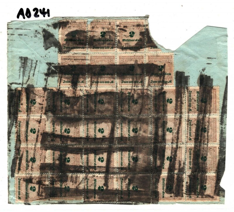 Germany INFLATION PERIOD Large Part Parcel Wrapper 2m BLOCK FRANKING c1923 AD241