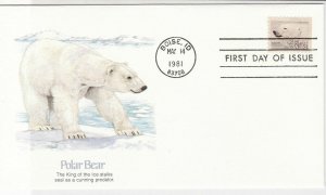 United States America 1981  First Day Issue Polar Bear Stamps Cover ref R18120