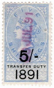 (I.B) QV Revenue : Transfer Duty 5/- (1891)